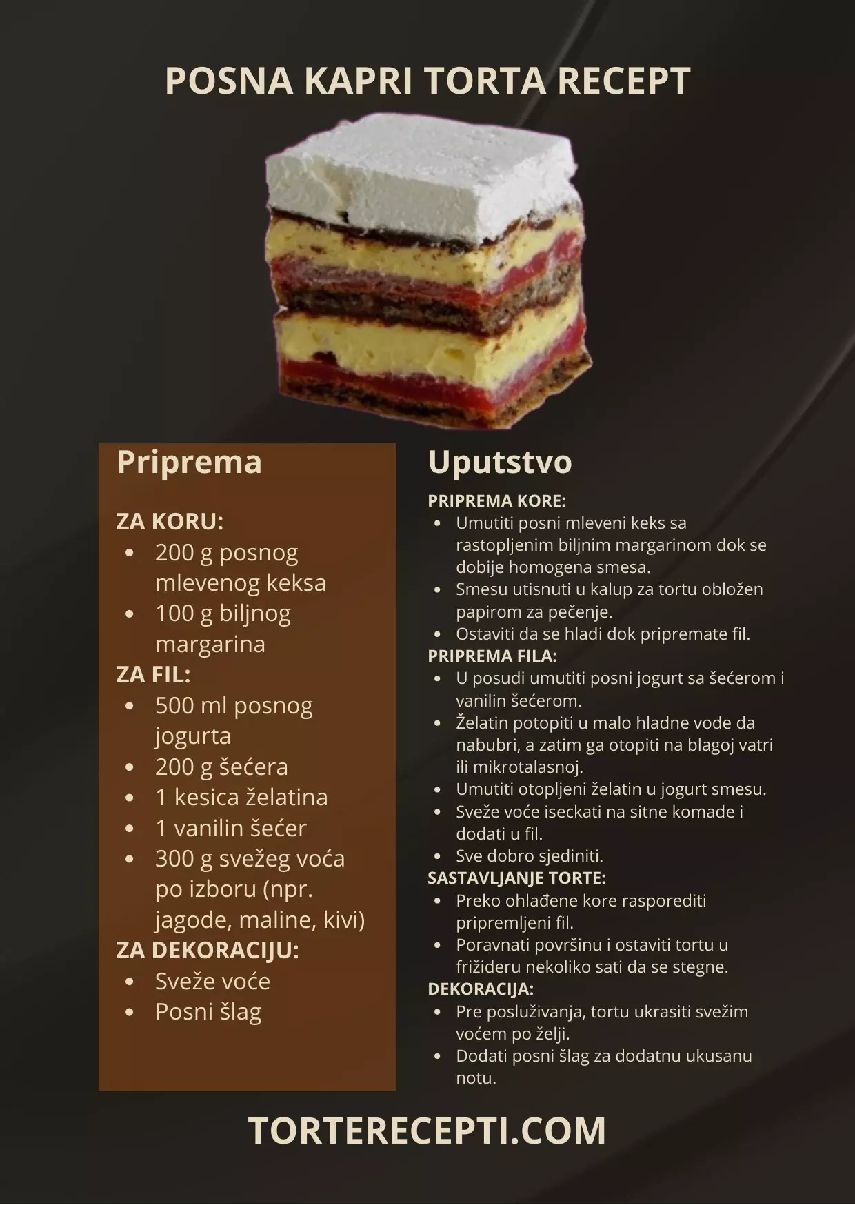 Posna Kapri Torta Recept