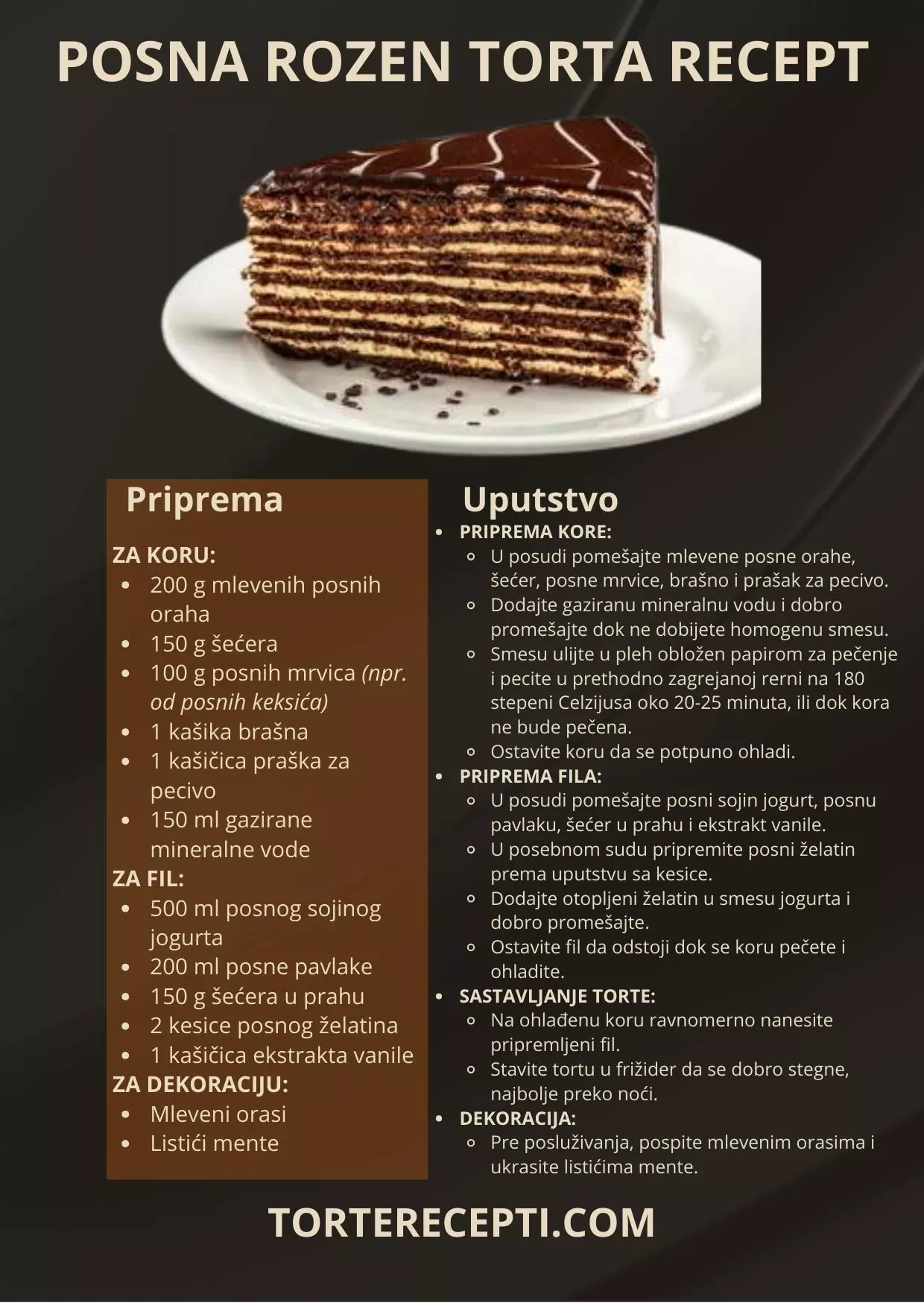 Posna Rozen Torta Recept